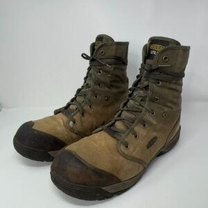 KEEN Utility Roswell Mid Safety Toe Work Boots Men 14EE Wide EH Canvas Fold Down